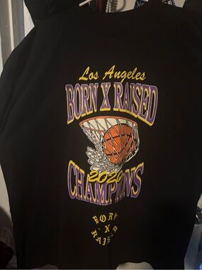 BORN X RAISED Black Los Angeles 2020 Champions Basketball Tee